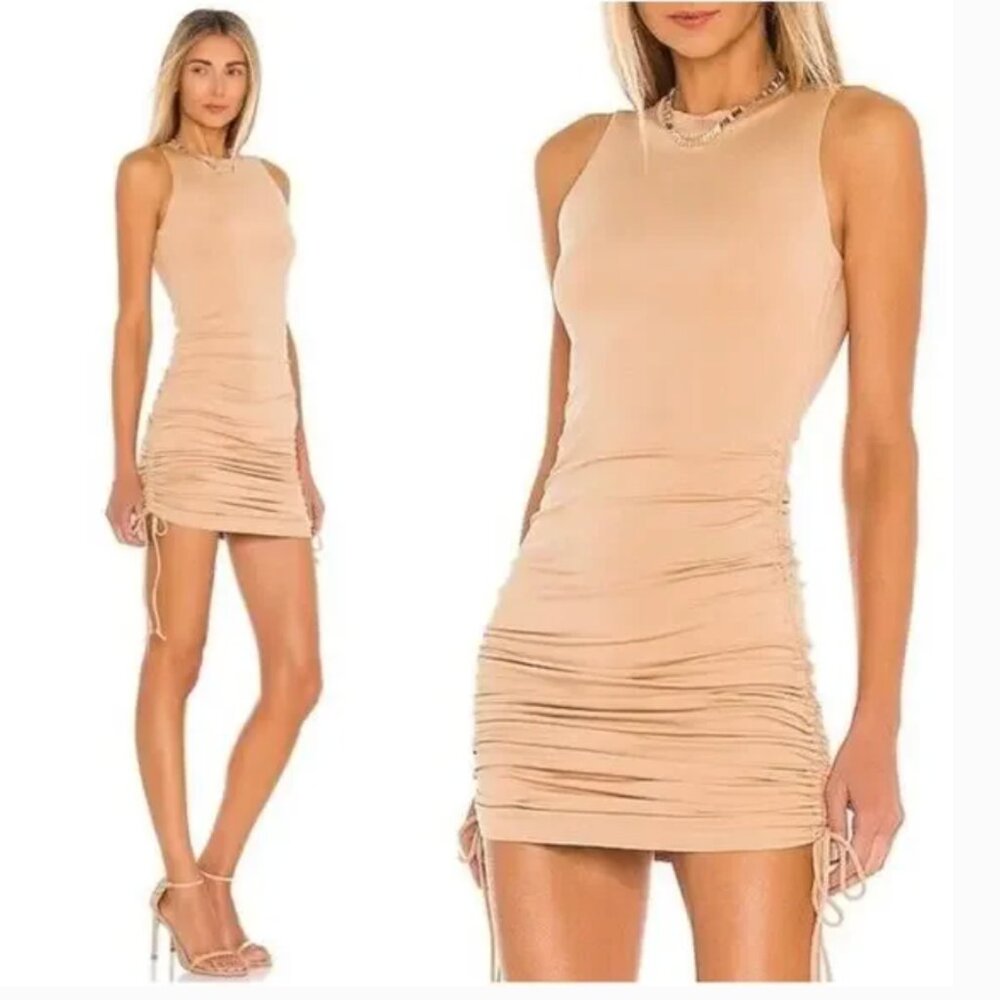 SUPERDOWN Cory Side Cinch Mini Sleeveless Dress Nude XS
